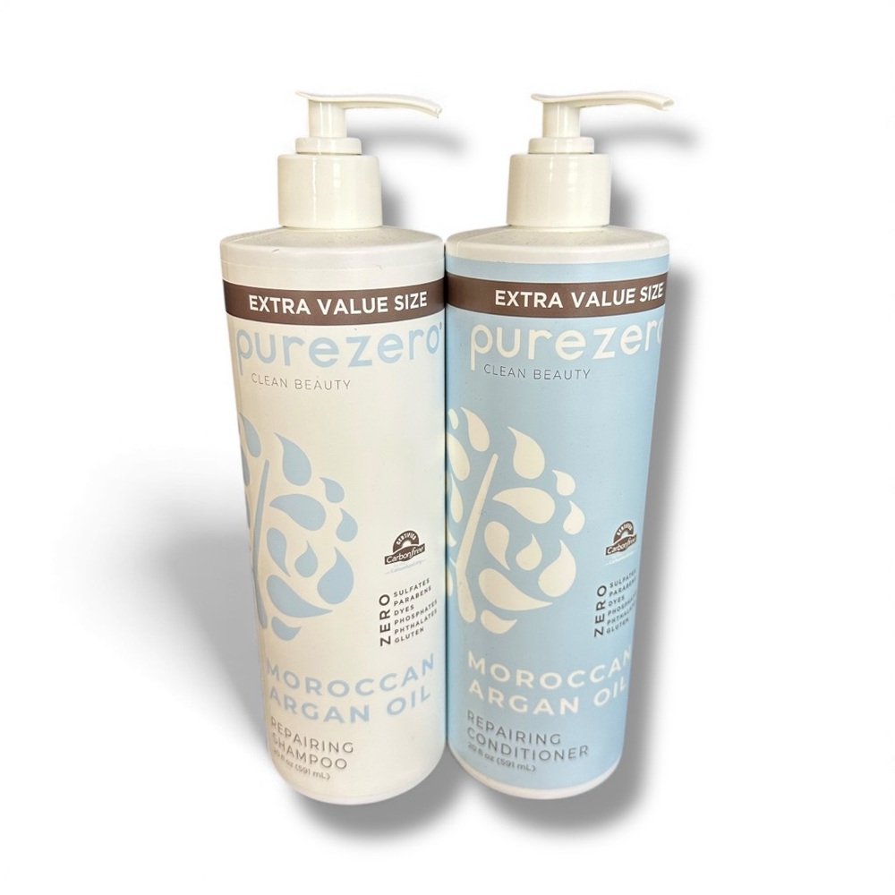 PureZero Moroccan Oil Shampoo & Conditioner 20 oz Extra Value Size NEW